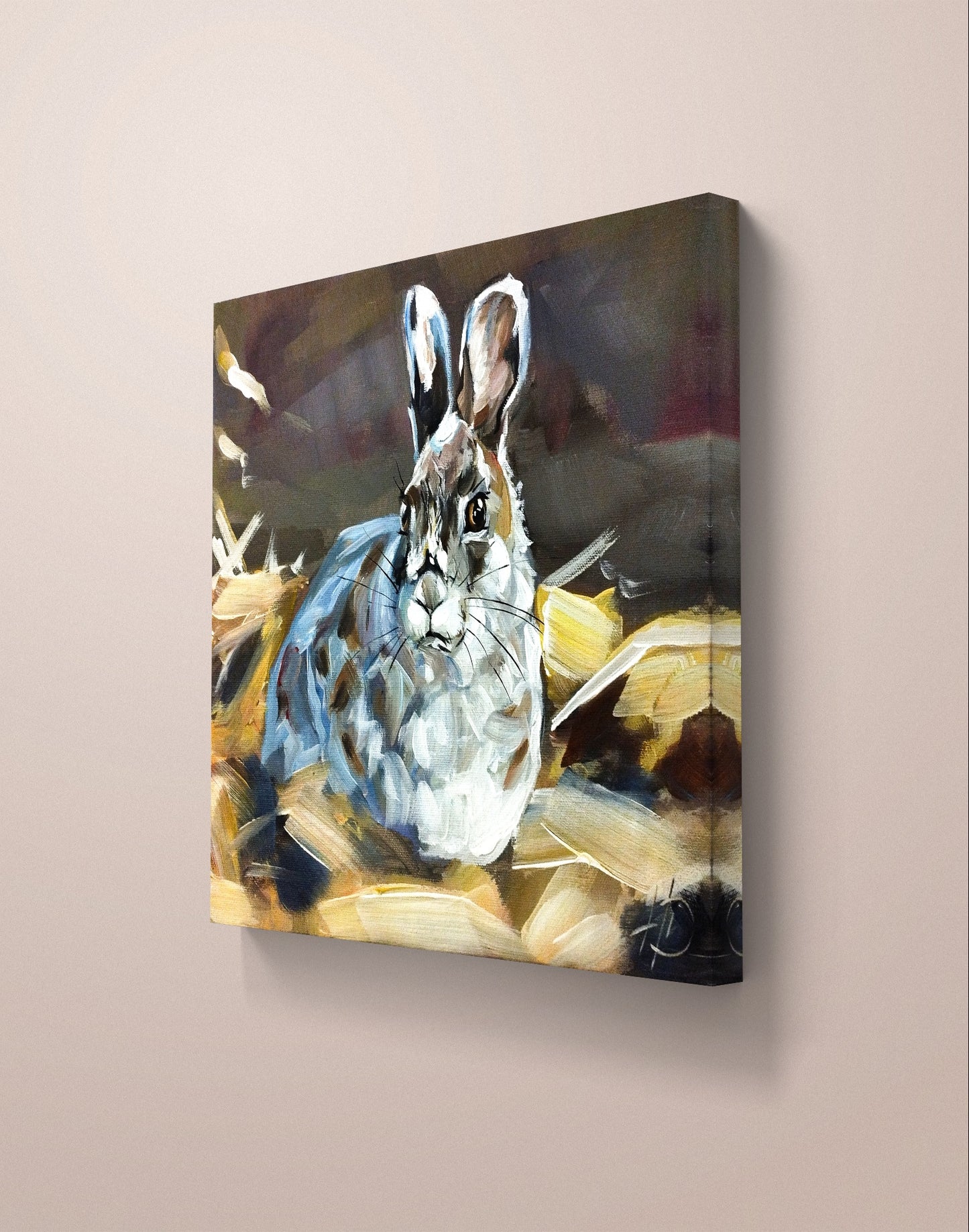 Premium Gemälde "Wiesentraum des Hasen" 30 x 30 cm - Heinz