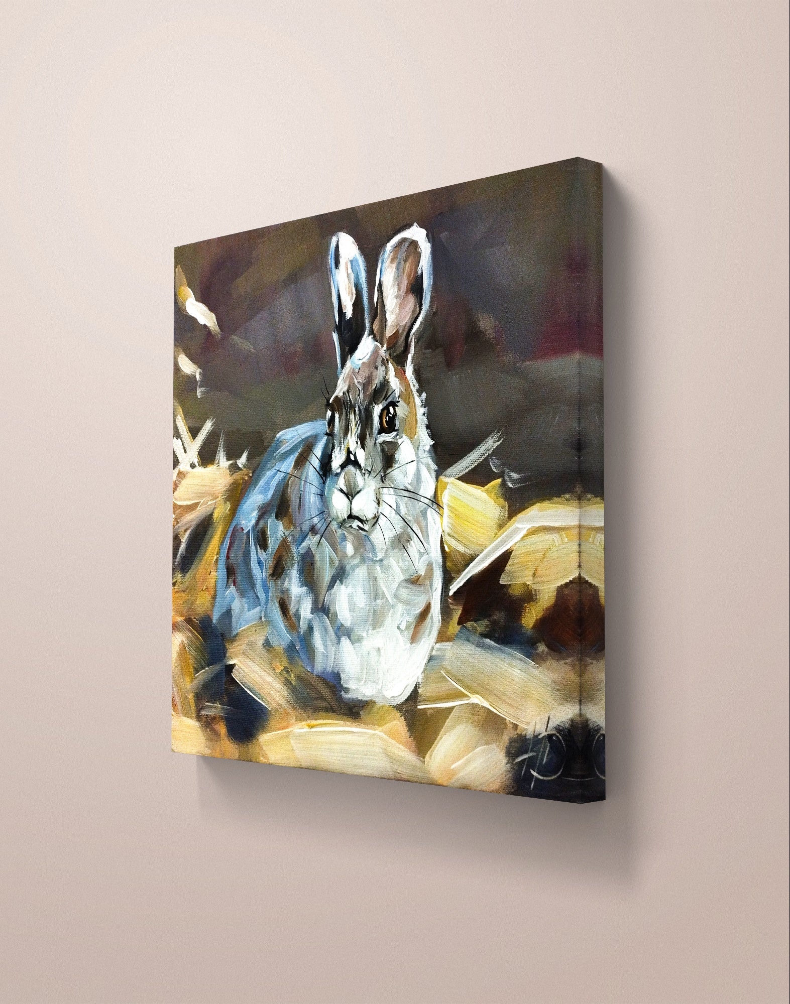 Premium Gemälde "Wiesentraum des Hasen" 30 x 30 cm - Heinz
