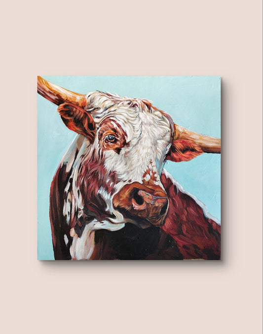 Heinz Acrylbild Acrylgemälde auf Leinwand - "Kuh" 60 x 60 cm