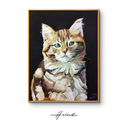 Premium Gemälde 'Süße Katze' 30 x 40 cm - Heinz