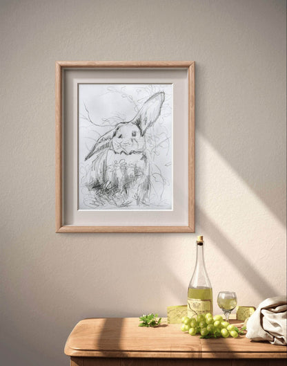 Skizze Kaninchenblick (30 × 40 cm) - H1Z Art
