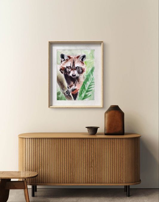 Aquarellbild Waschbär (30 × 40 cm)