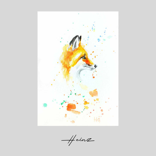 Aquarell handgemalte Grußkarte Fuchs