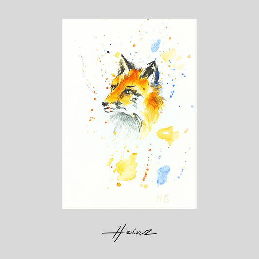 Aquarell handgemalte Grußkarte Fuchse