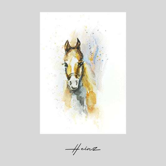 Aquarell handgemalte Grußkarte Pferd