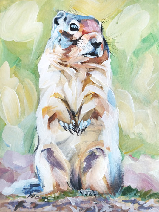 Woodchuck painting – hand-painted original acrylic painting (30 x 40 cm)