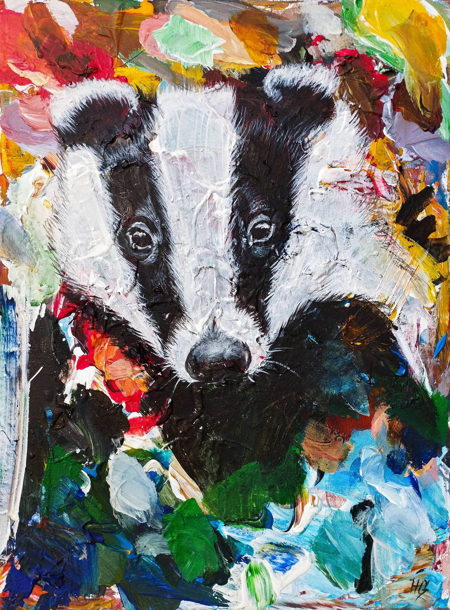 Gemälde Dachs – handgemaltes Original Acrylbild (30 x 40 cm)