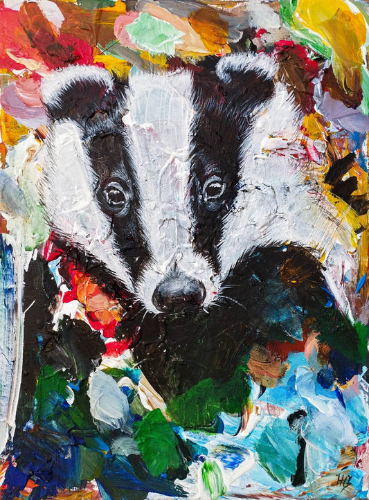 Gemälde Dachs – handgemaltes Original Acrylbild (30 x 40 cm)