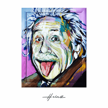 Premium Gemälde 'Frecher Einstein' 54 x 66 cm - Heinz