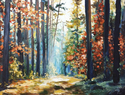 Premium Gemälde 'Herbstwald' 30 x 40 cm - Heinz
