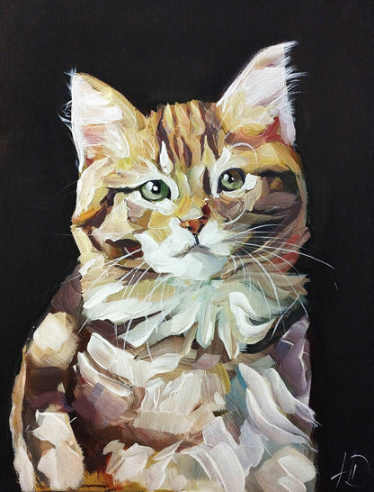 Premium Gemälde 'Süße Katze' 30 x 40 cm - Heinz