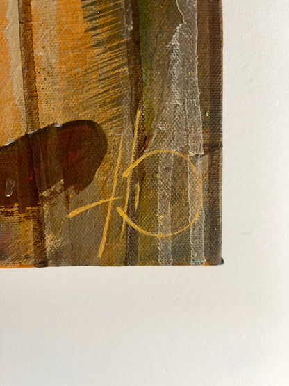 Detail: Goldene Signatur des Künstlers Daniel Heinz, Danh1Z in der unteren rechten Ecke des Elefanten-Gemäldes.