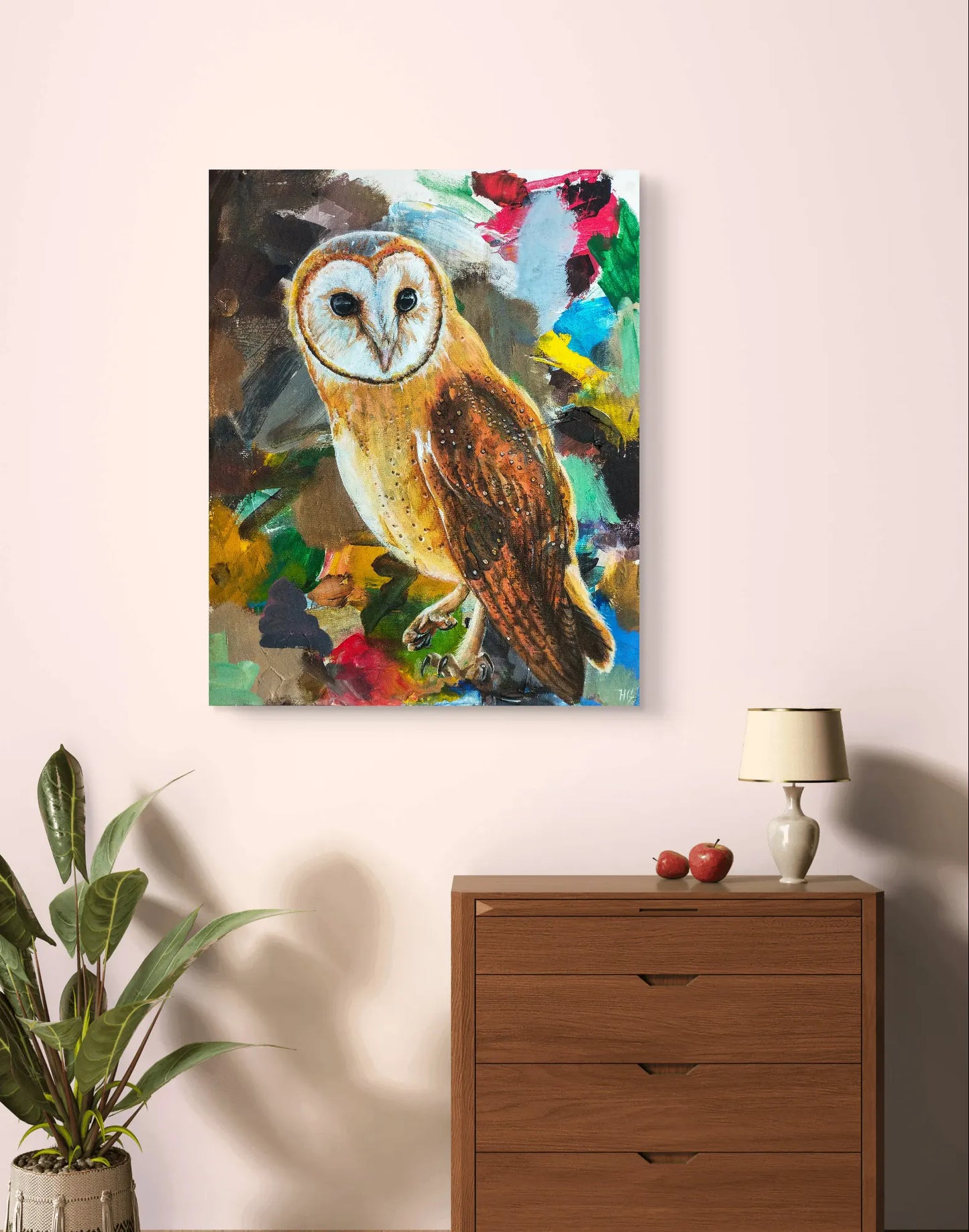 Gemälde Schleiereule – handgemaltes Original Acrylbild (40 x 50 cm)