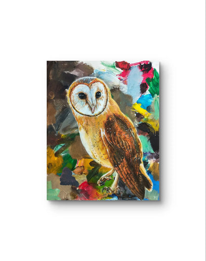 Gemälde Schleiereule – handgemaltes Original Acrylbild (40 x 50 cm)