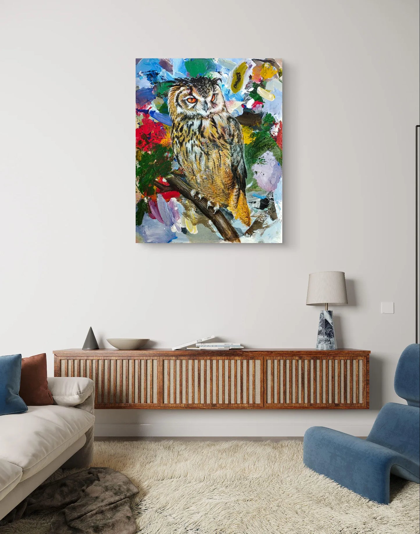 Gemälde Uhu – handgemaltes Original Acrylbild (40 x 50 cm)