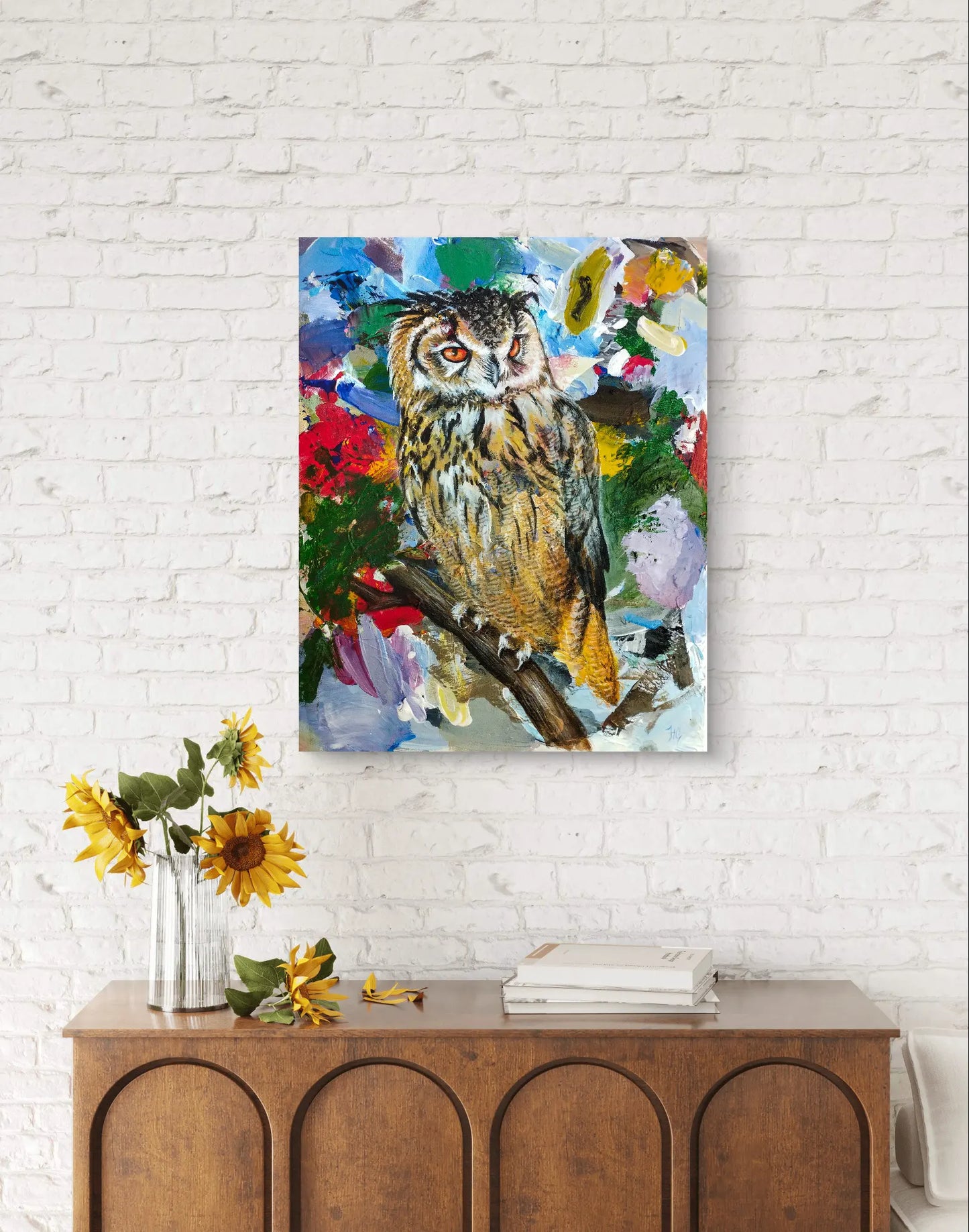 Gemälde Uhu – handgemaltes Original Acrylbild (40 x 50 cm)