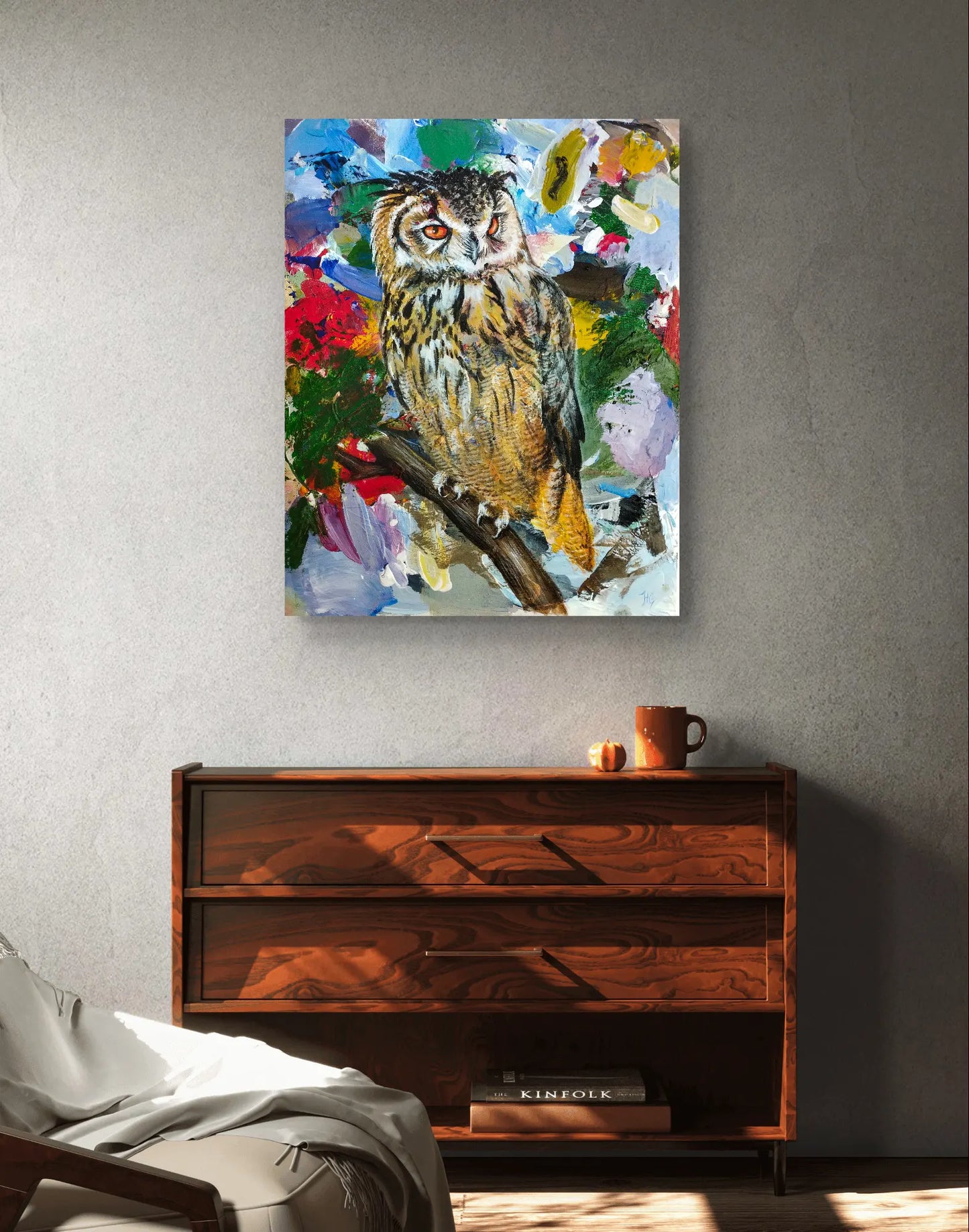 Gemälde Uhu – handgemaltes Original Acrylbild (40 x 50 cm)