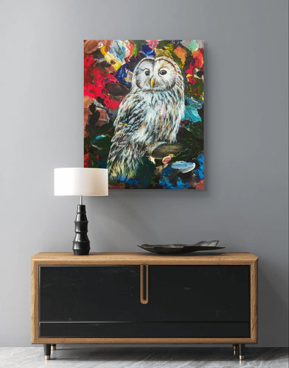 Gemälde Waldkauz – handgemaltes Original Acrylbild (40 x 50 cm)