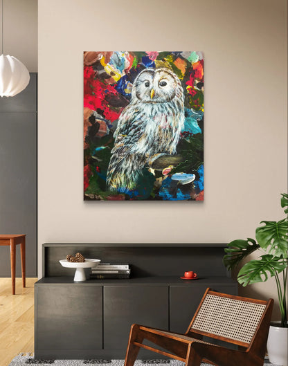 Gemälde Waldkauz – handgemaltes Original Acrylbild (40 x 50 cm)