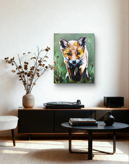 Gemälde kleiner Fuchs – handgemaltes Original Acrylbild (40 x 50 cm)