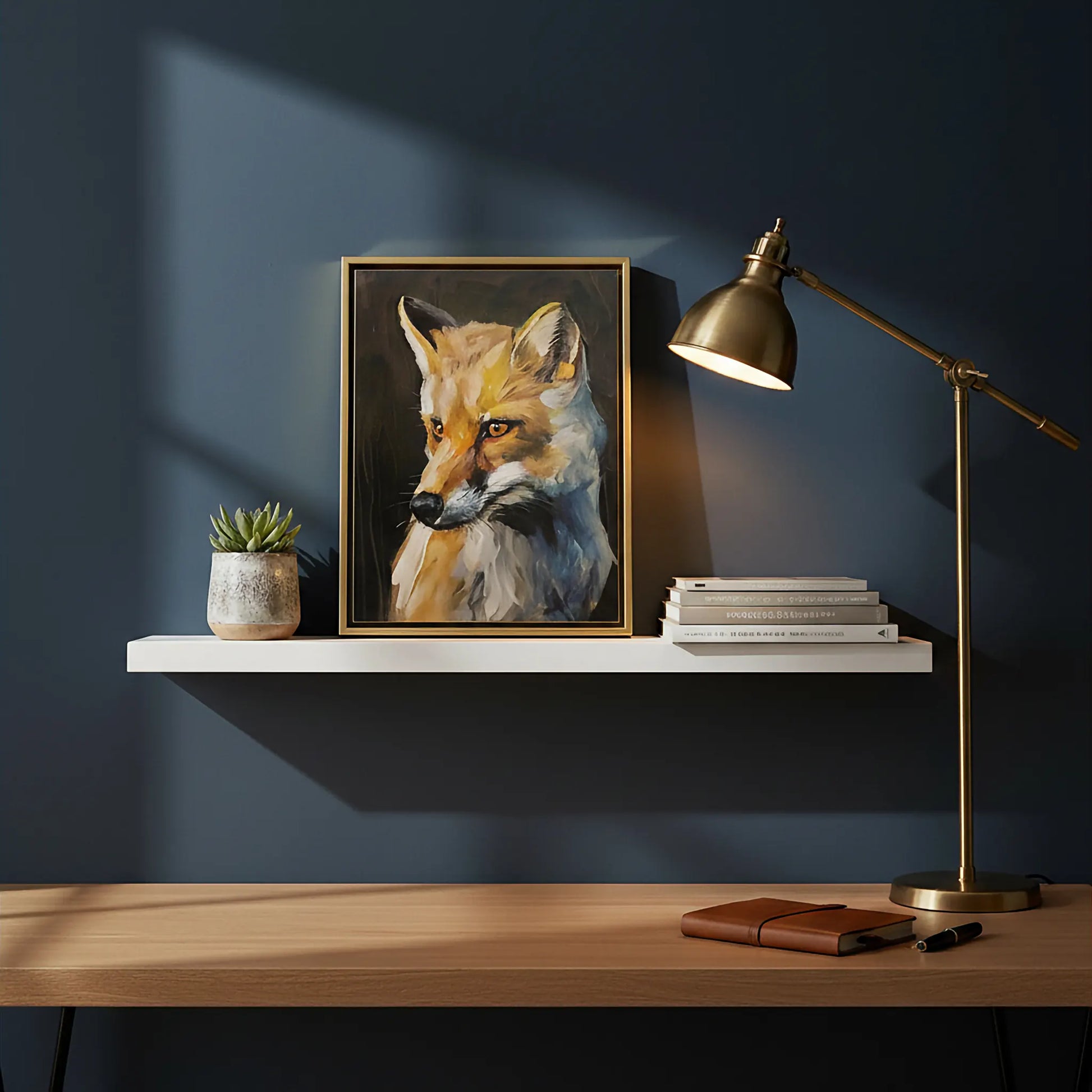 Handgemaltes Fuchs Tierportrait auf Leinwand, originelles Acrylbild für Kommode oder Regal