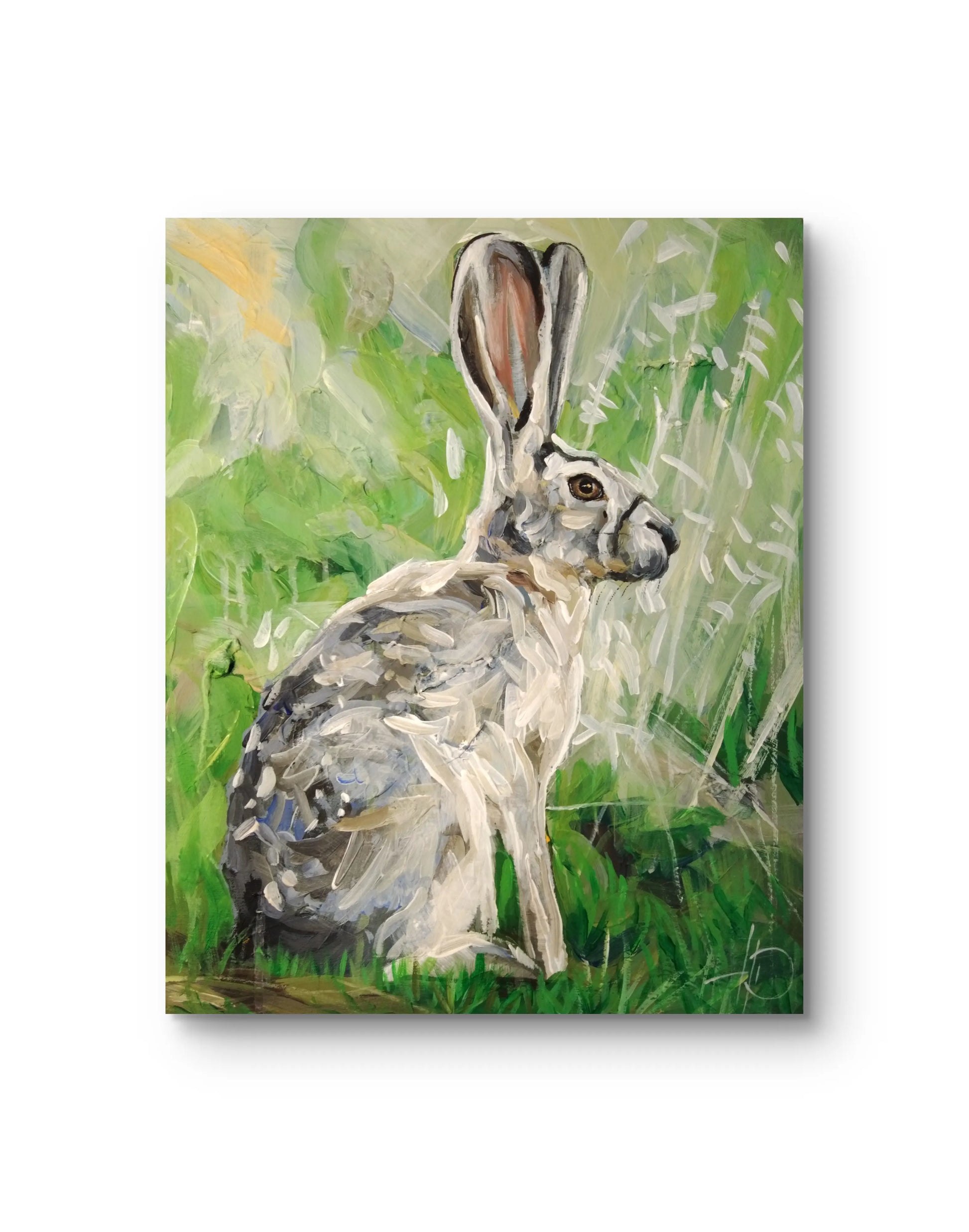 Feldhase Tierbild auf Leinwand, lebendige Farben, Wanddeko für Schlafzimmer oder Arbeitszimmer