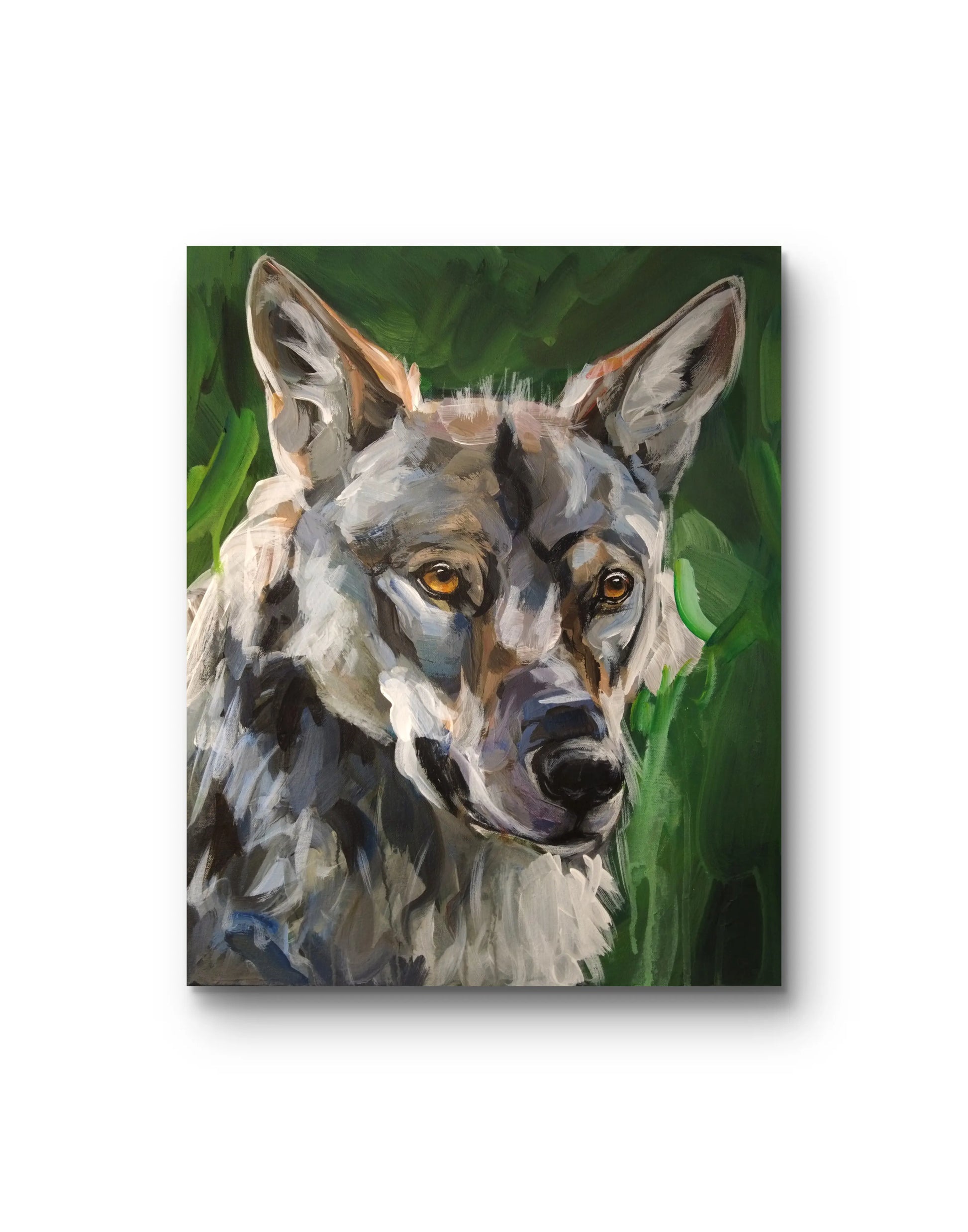 Wolf Tierportrait Acrylbild auf Leinwand, dekoratives Wandbild für Schlafzimmer oder Arbeitszimmer