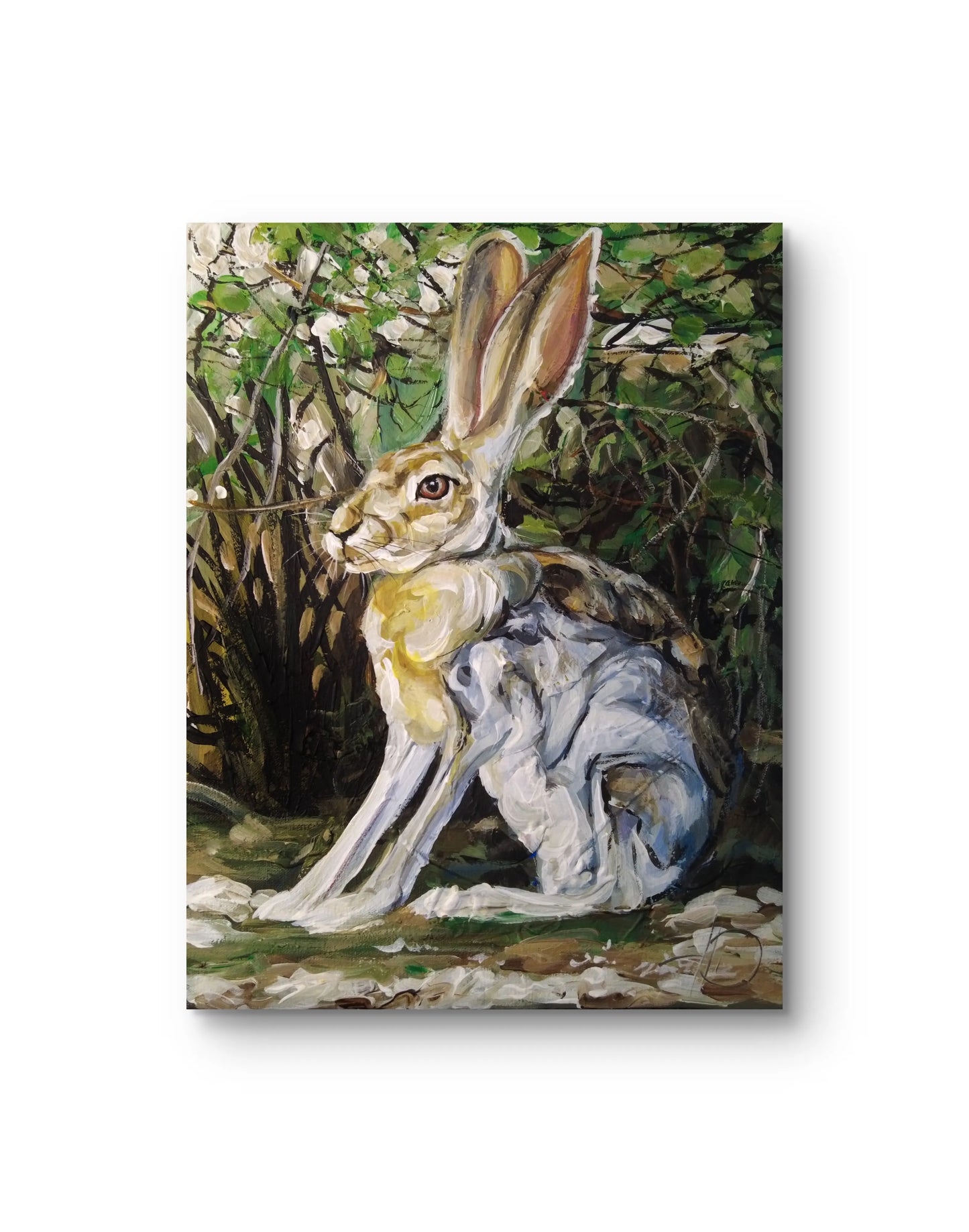 Feldhase Tierbild auf Leinwand, dekoratives Acrylbild für ruhige Ecke im Wohnzimmer