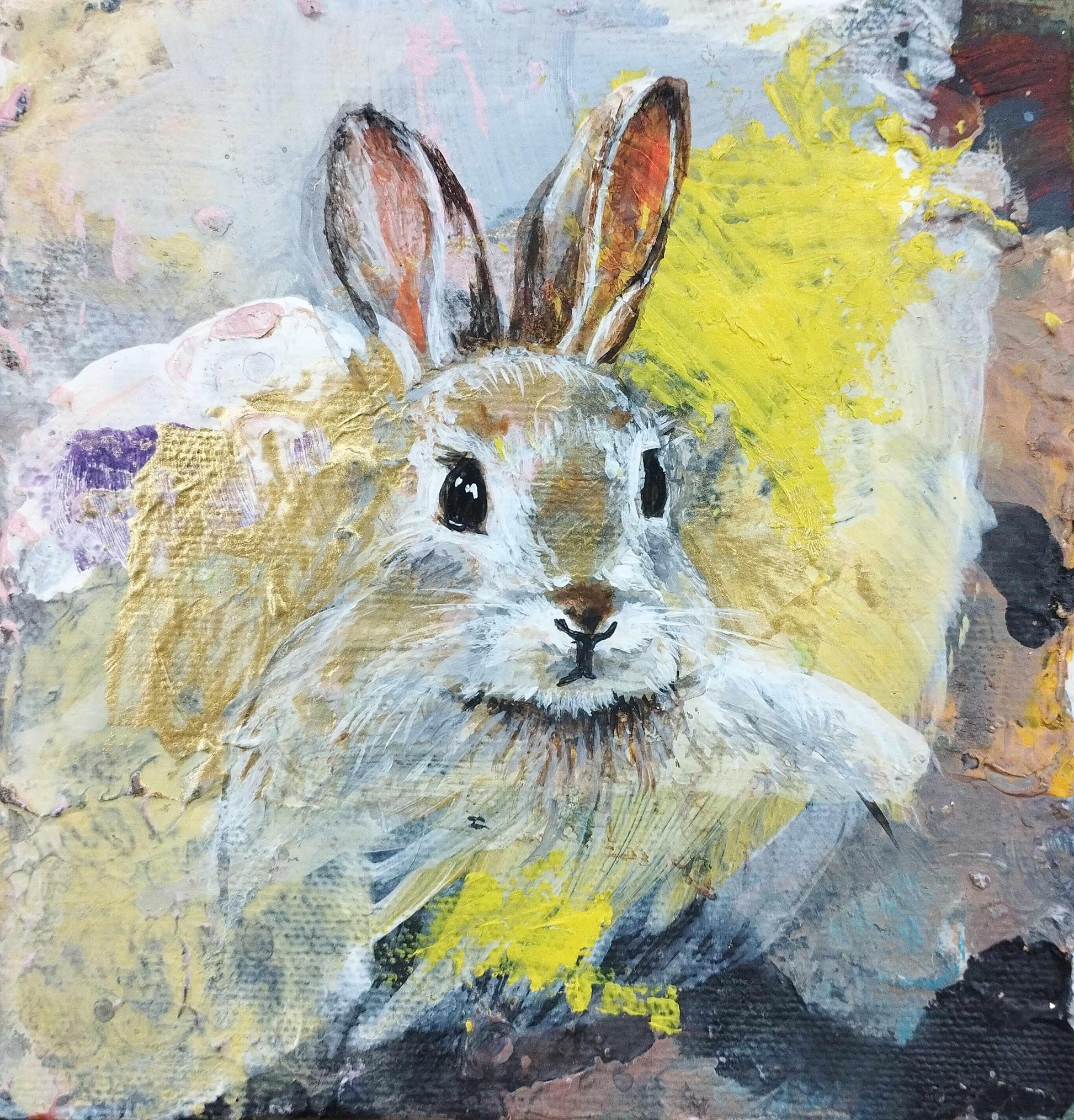 Premium Gemälde 'Hase' 13,3 x 13,3 cm - Heinz