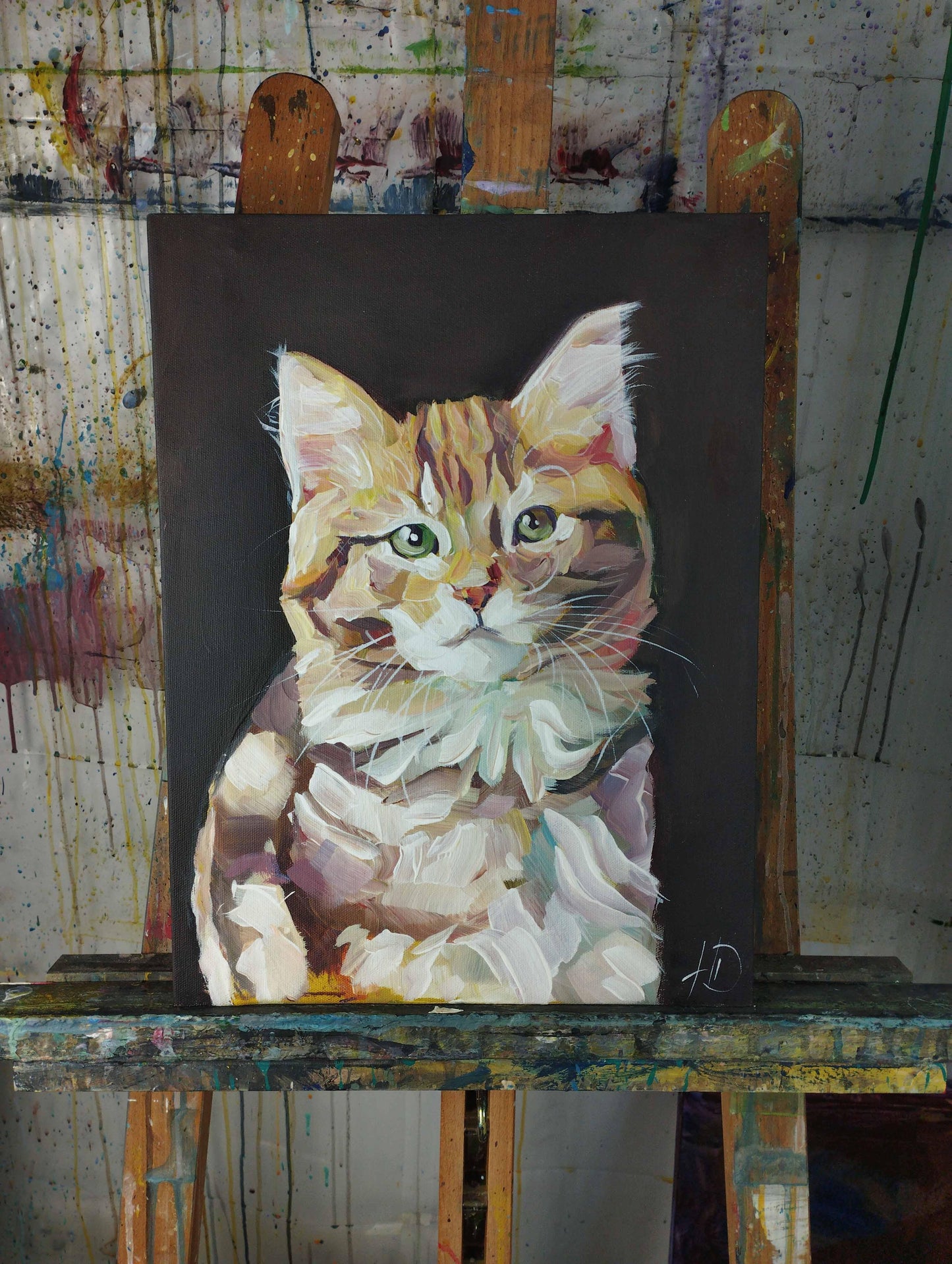 Premium Gemälde 'Süße Katze' 30 x 40 cm - Heinz