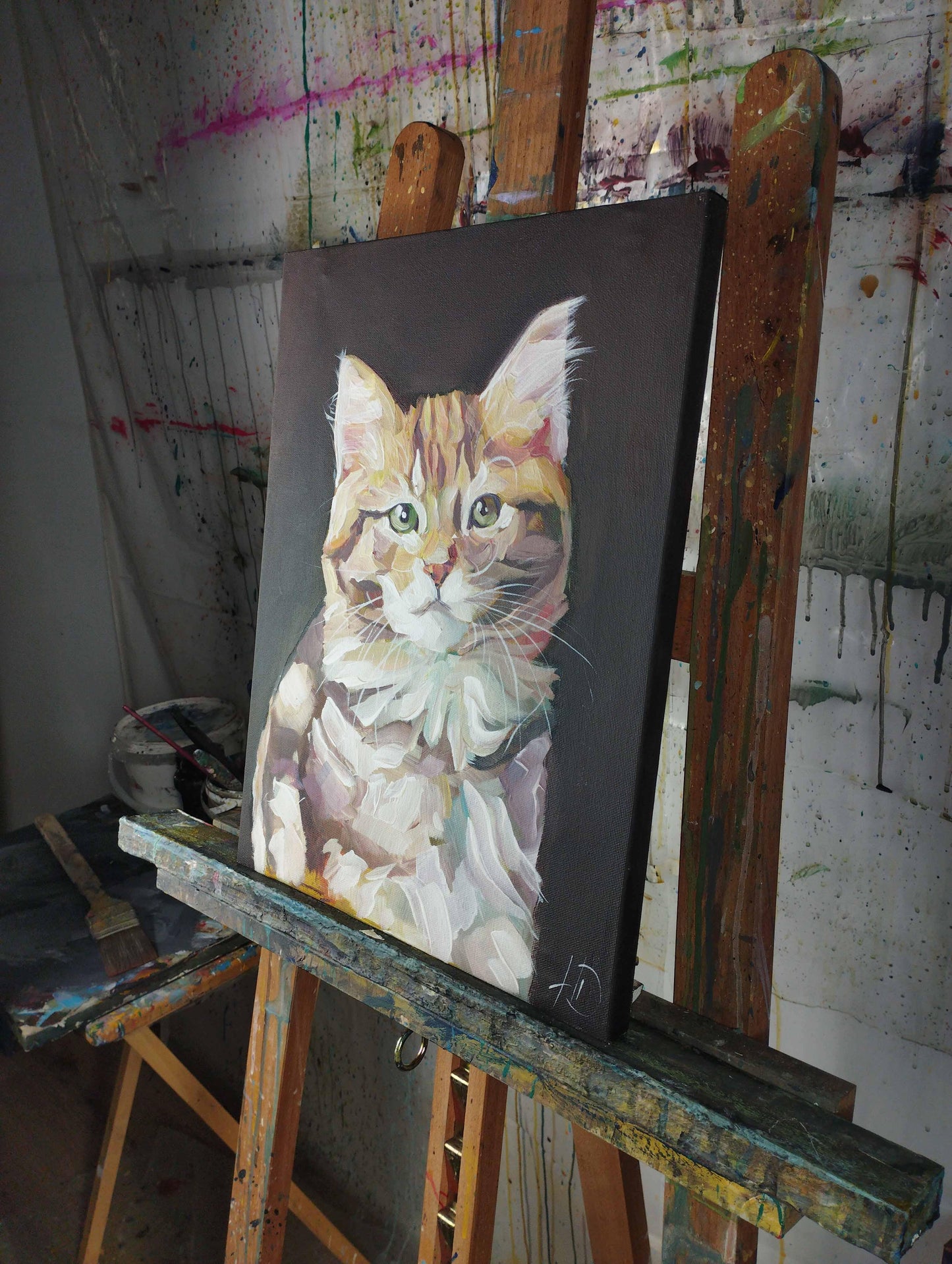 Premium Gemälde 'Süße Katze' 30 x 40 cm - Heinz