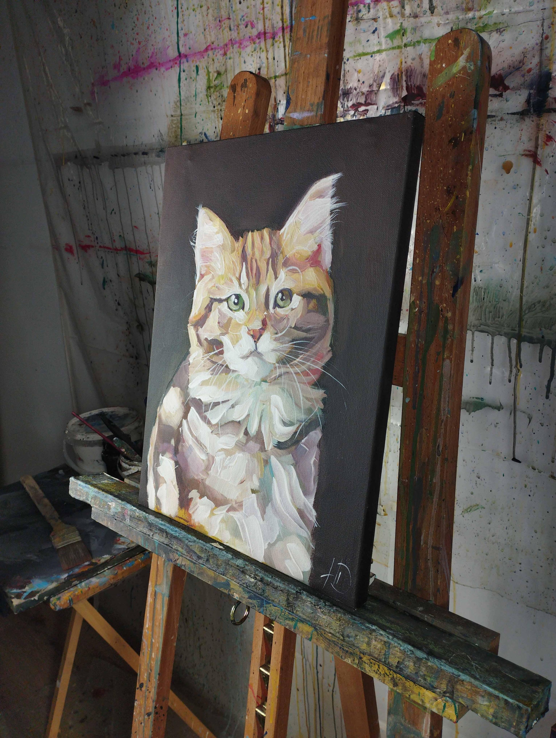 Premium Gemälde 'Süße Katze' 30 x 40 cm - Heinz