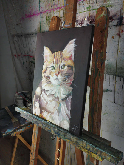 Premium Gemälde 'Süße Katze' 30 x 40 cm - Heinz