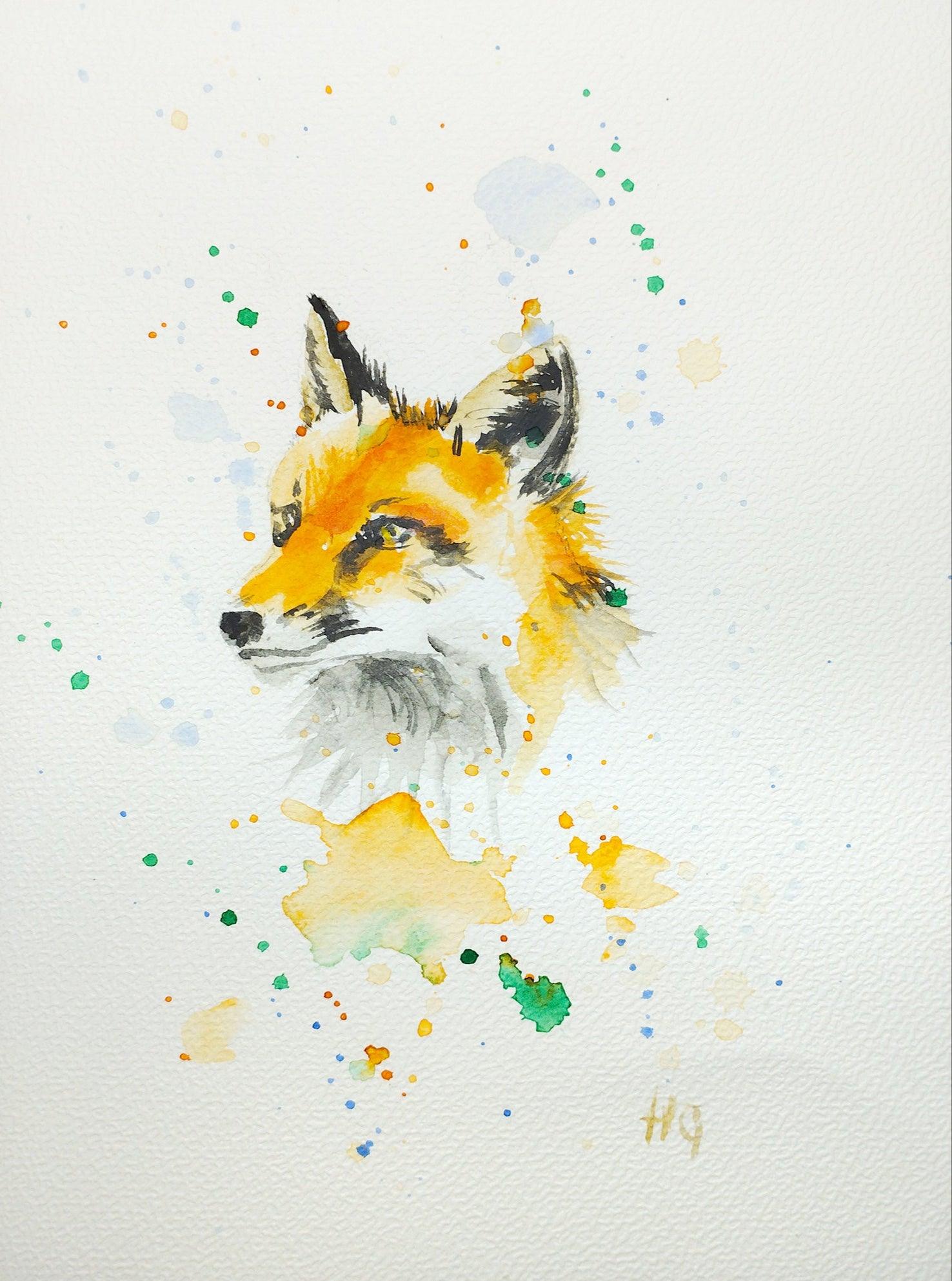 Aquarell-Grußkarte 'Fuchs' - Heinz