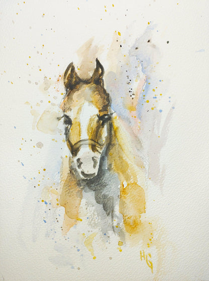 Aquarell-Grußkarte 'Pferd' - Heinz