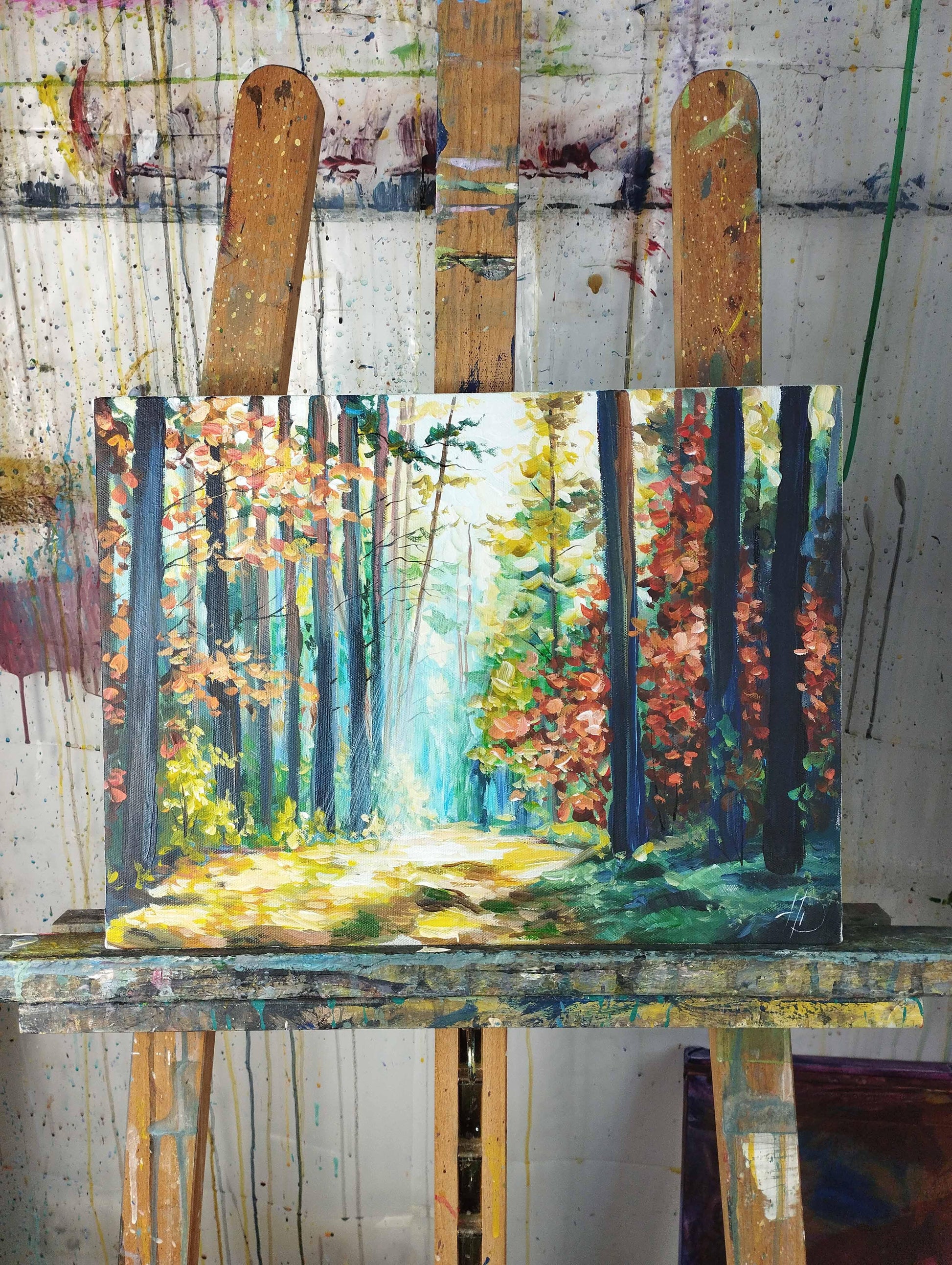 Premium Gemälde 'Herbstwald' 30 x 40 cm - Heinz