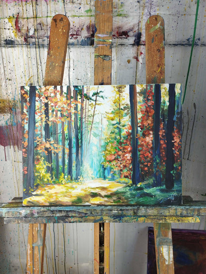 Premium Gemälde 'Herbstwald' 30 x 40 cm - Heinz
