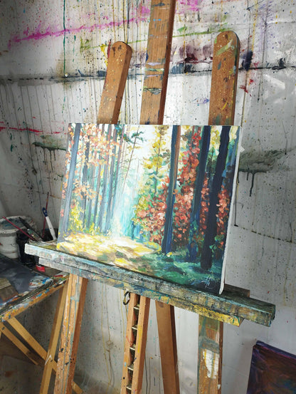 Premium Gemälde 'Herbstwald' 30 x 40 cm - Heinz