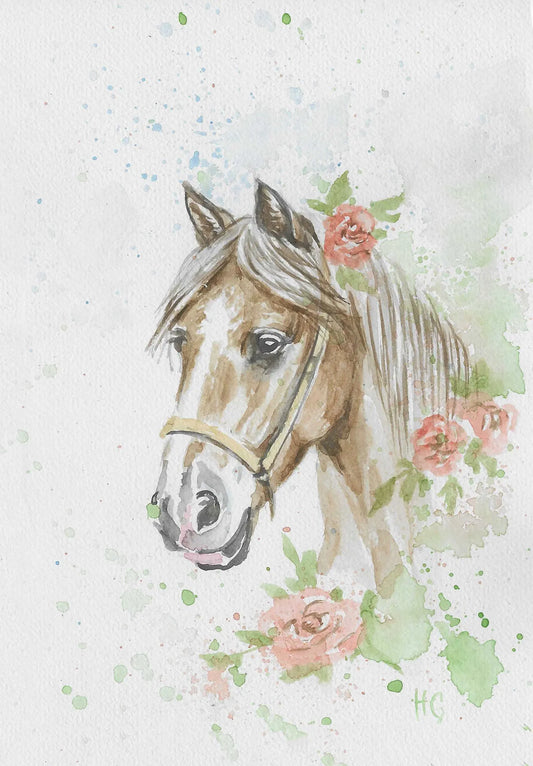 Postkarte „Pferd“ – Handgemalt