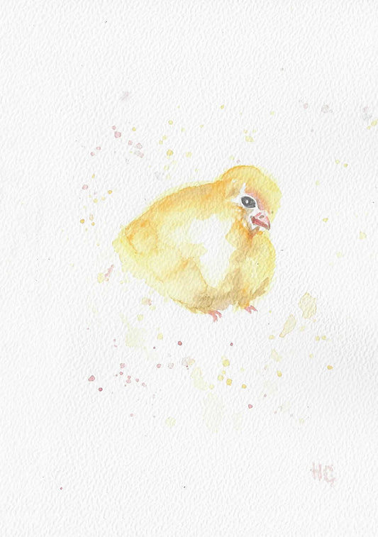 Carte postale « Poussin » – Peinte à la main 
