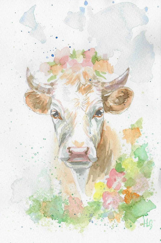 Postkarte „Kuh" – Handgemalt