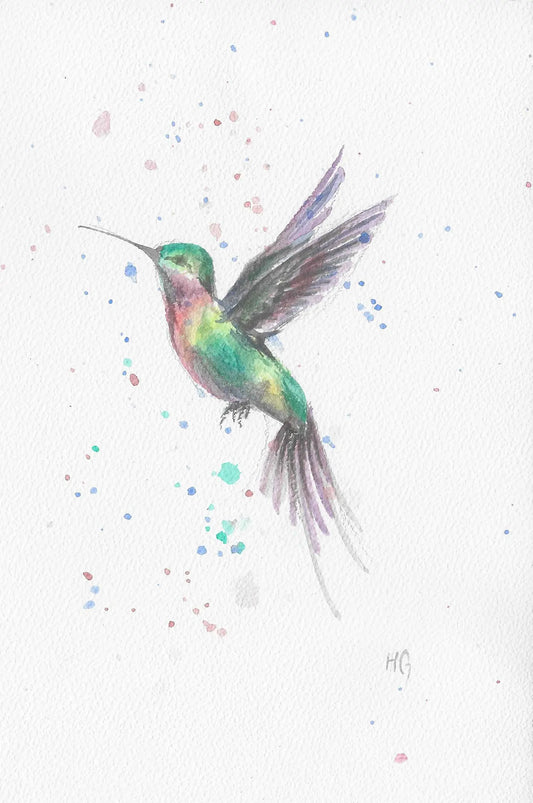 Carte postale – « Colibri » – Peinte à la main 