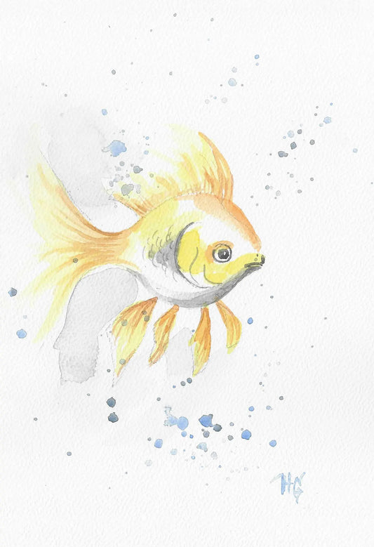 Carte postale – « Poisson rouge » – Peinte à la main 