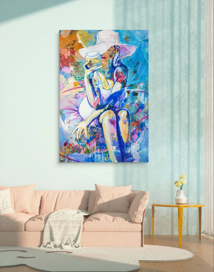 H1Z ART Acrylbild Gemälde Poolträume – handgemaltes Original Acrylbild (60 x 90 cm)