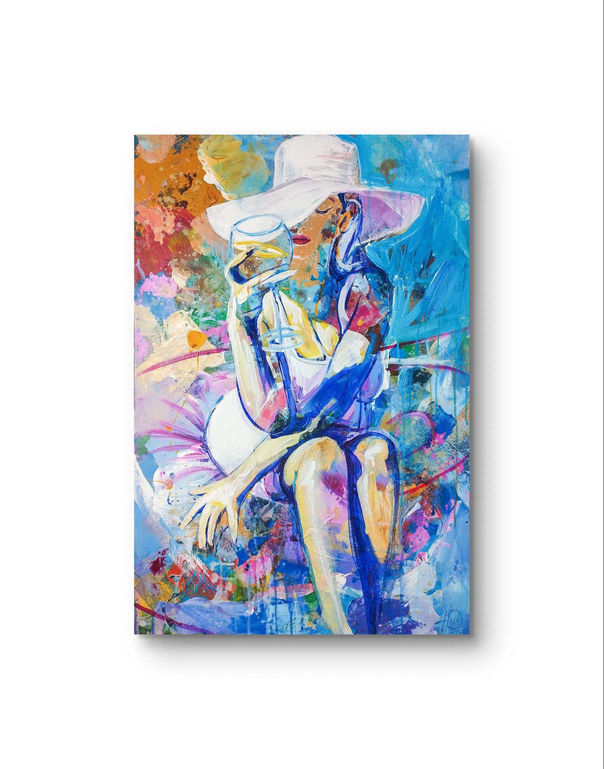 H1Z ART Acrylbild Gemälde Poolträume – handgemaltes Original Acrylbild (60 x 90 cm)