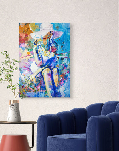 H1Z ART Acrylbild Gemälde Poolträume – handgemaltes Original Acrylbild (60 x 90 cm)