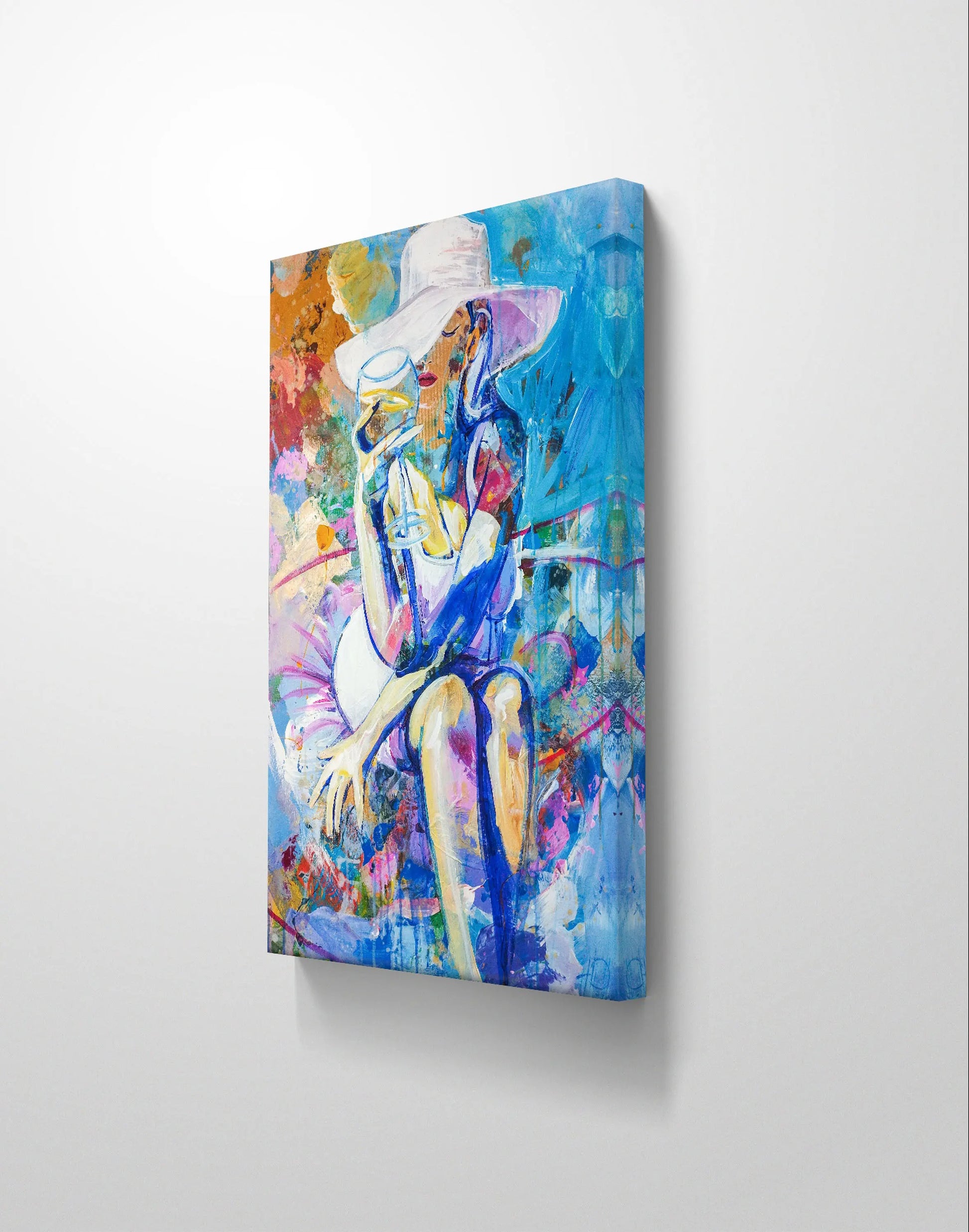 H1Z ART Acrylbild Gemälde Poolträume – handgemaltes Original Acrylbild (60 x 90 cm)