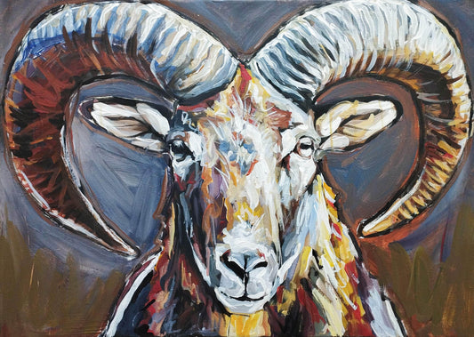 Gemälde Steinbock – handgemaltes Original Acrylbild (50 x 70 cm)