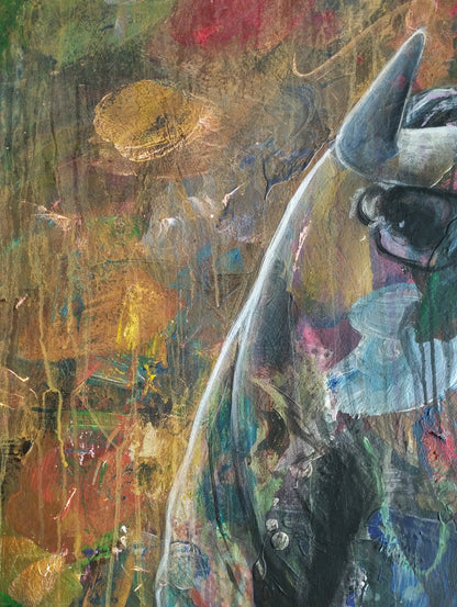 Painting Strong Bull – hand-painted original acrylic painting (140 x 145 cm)