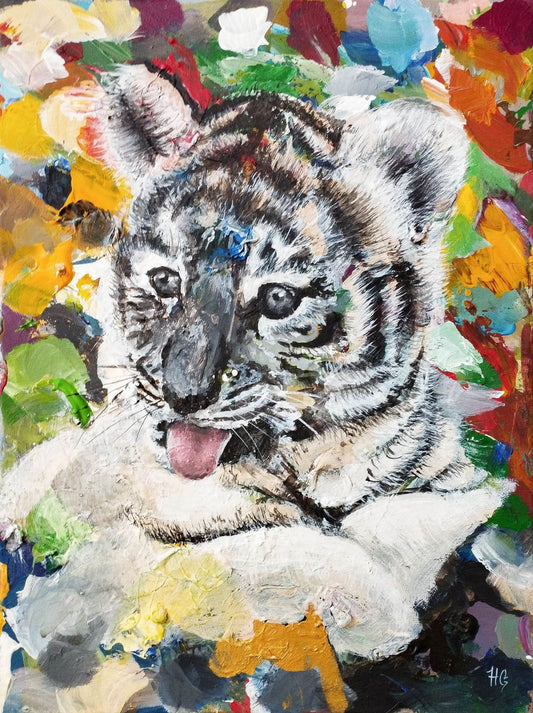Gemälde Tiger junges – handgemaltes Original Acrylbild (30 x 40 cm)
